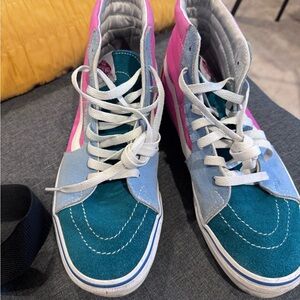 Men’s and Women’s Vans High-Top Sneakers in Pink, Teal, and Light Blue